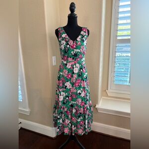 J. Crew Floral Midi Dress with ruffle detail